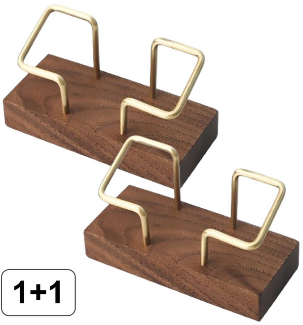 CENDY 원목 명함꽂이 거치대 우드, 다크브라운, 2개, 1단