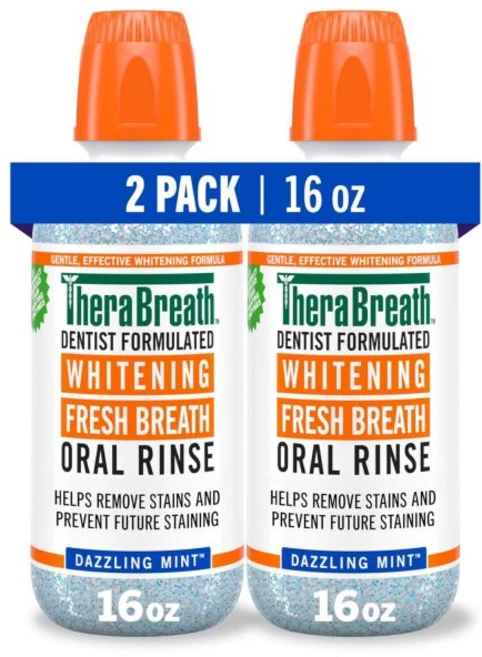 TheraBreath 테라브레스 화이트닝 다즐링민트 가글 2개 오랄린스 Whitening Dazzling Mint, 473ml - 쿠팡