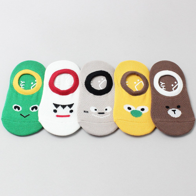 [아동양말] C엘르망사 덧신(5켤레) 유아 아기 남아 여아 봄 여름 메쉬 망사 덧신 페이크삭스 주니어 키즈 어린이 양말 선물 세트