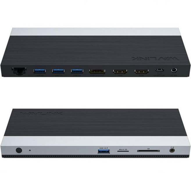 웨이브링크 USB C 도킹 스테이션 130W 전원 어댑터 포함 트리플 디스플레이 타입 C에서 듀얼 HDMI 도크 2 디스플레이포트 100W PD3.0 충전 지원 노트북용 이더넷, Dual HDMI+DP+PD
