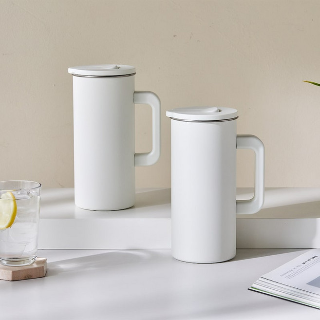 스텐물병 냉장고물병 1.5L 2P세트 크림 스테인리스304