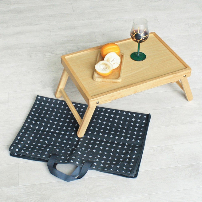 고운데코 미니 캠핑 접이식 좌식 테이블 차박 피크닉 트레이, 내추럴