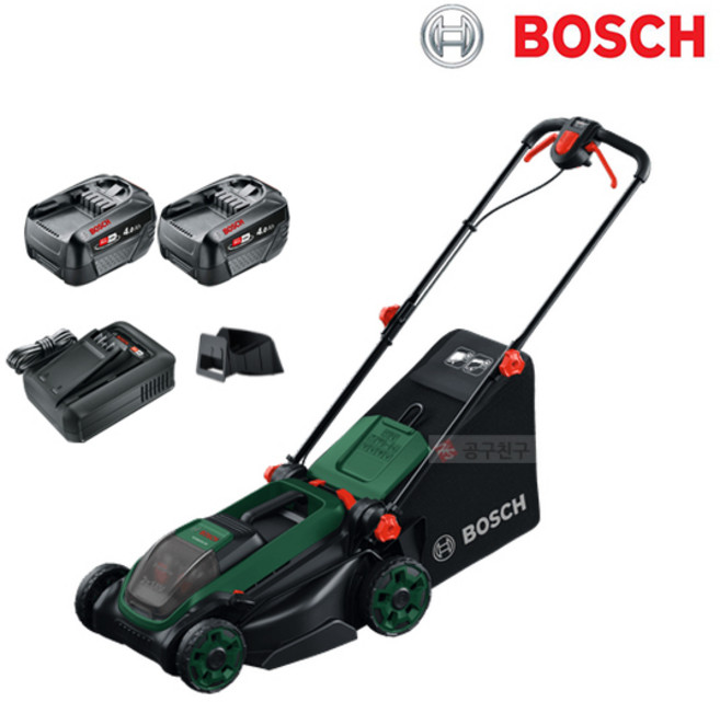 보쉬 Rotak18V2-38 충전 잔디깍기 18Vx2 4.0Ah 배터리 2팩 절단너비 38cm 브러쉬리스 잔디깎이 예초기 정원공구 무선, 1개