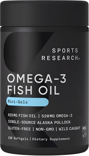 스포츠리서치 오메가-3 520mg 알래스카산 피쉬 오일 미니 소프트젤, 1개, 120정 - 쿠팡