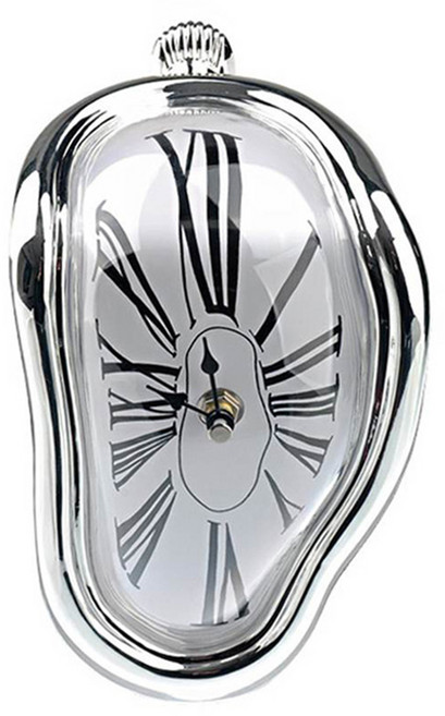 롤링페이퍼 살바도르 달리 무소음 멜팅 클락 인테리어 소품 흘러내리는 시계, 실버