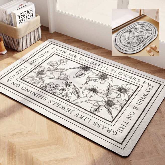 2개입 가볍고 고급스러운 스타일 규조류 진흙 발매트 빨아쓰는 욕실 발매트