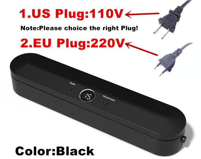 2024 자동 진공 실러 포장 기계 무료 10pcs 가방과 식품 가정용 씰링, Black, US 110V EU 220V, 02 Black