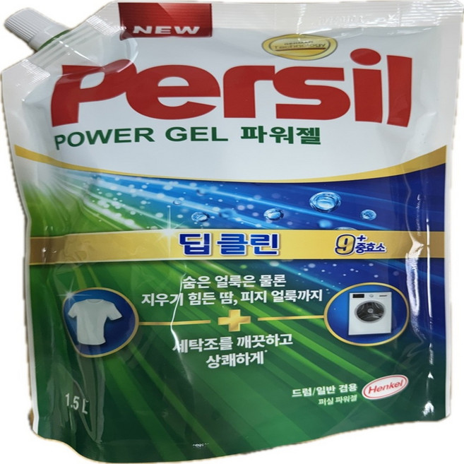퍼실 파워젤 딥클린 테크놀로지 일반용 액상세제 리필, 1.5L, 3개