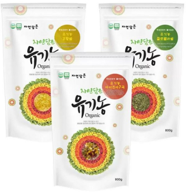 푸른들판 유기농 기능성 쌀 800g 클로렐라쌀 강황쌀 아이조아, 4개