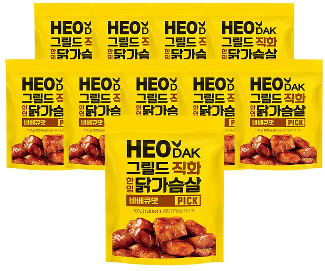 허닭 PICK 그릴드 직화 한입 닭가슴살 바베큐, 10개, 100g