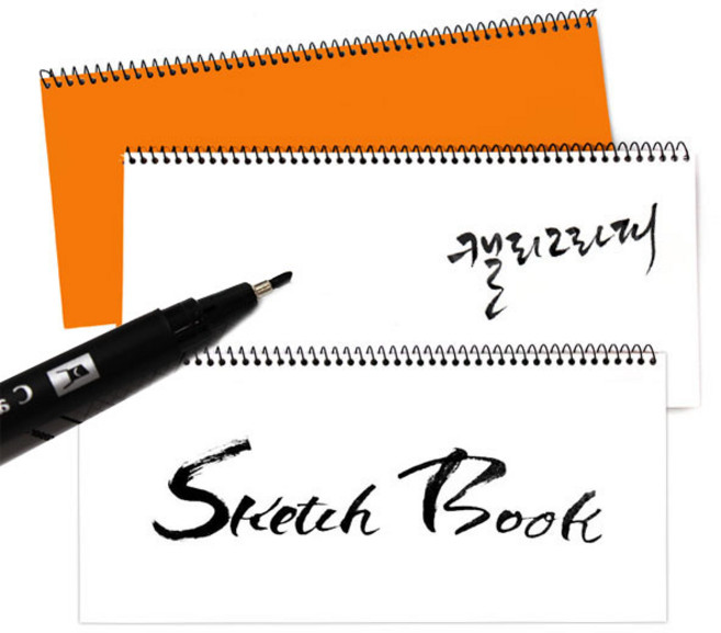 [상우아트] 캘리그라피 스케치북 캘리북 130g 24매 오렌지 낱권