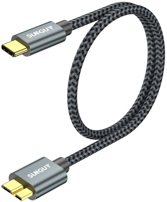 SUNGUY USB C타입 to 마이크로B 외장하드 케이블 10Gbps, 1개, 그레이, 0.5m