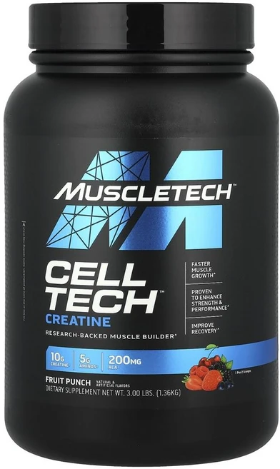 머슬테크 셀텍 크레아틴 후르츠 펀치 MuscleTech Cell-Tech™ Creatine Fruit Punch 1.36kg, 1개 - 쿠팡
