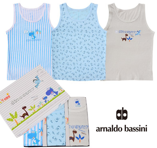 아날도바시니 면 100% 아동런닝 공룡친구들 남아런닝 3매