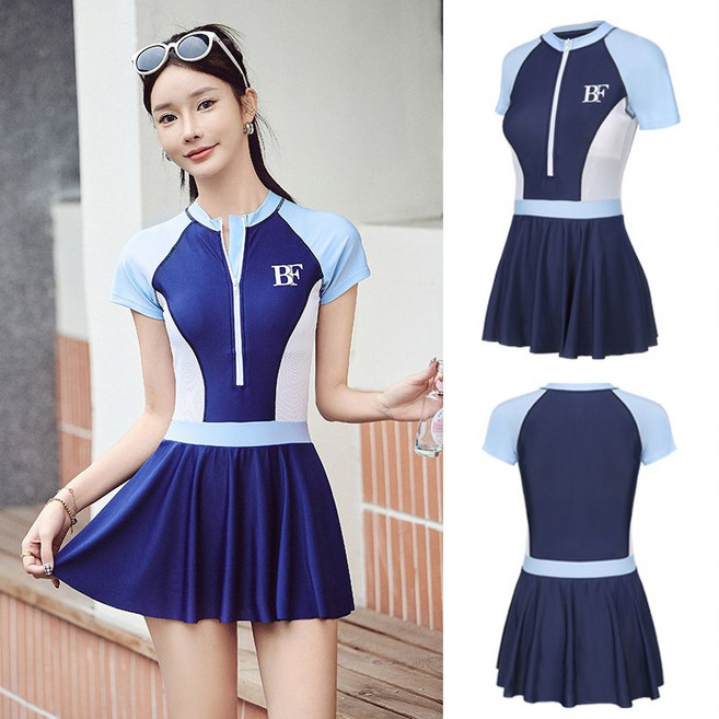 连体泳衣女ins超仙 保守长袖游泳衣女士成人女式款泳装学生初高中, XL碼【建議104-118斤】