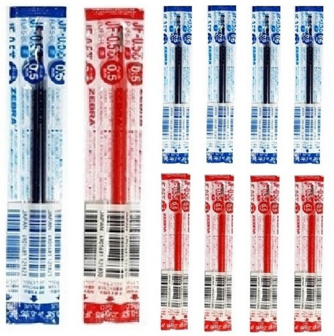 제브라 리필심 JF-0.5 10개 FOR 사라사 클립 그랜드, JF 0.5 블루5개+레드5개