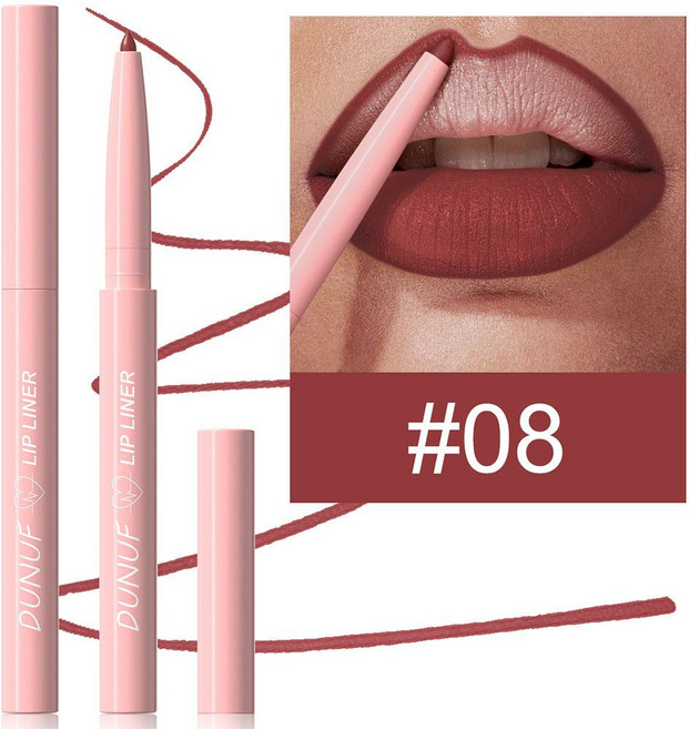 립 테이퍼드 닙 라이너 펜슬 매트 레드 브라운 플럼핑 스테인 지속력 워터프루프 파인 립스틱 슬림 아웃라인 컨투어 메이크업, [06] H