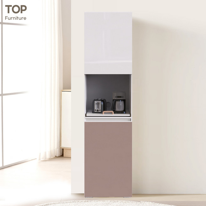 탑퍼니처 비스크 480 키큰 렌지대 주방수납장 비스포크 선반탈부착, 브라운, 5단