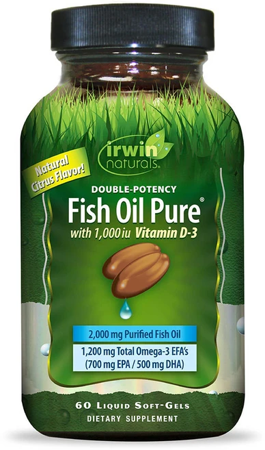 Irwin Naturals 어윈 네츄럴 더블 포텐시 피쉬 오일 퓨어 60정, 1개 - 쿠팡
