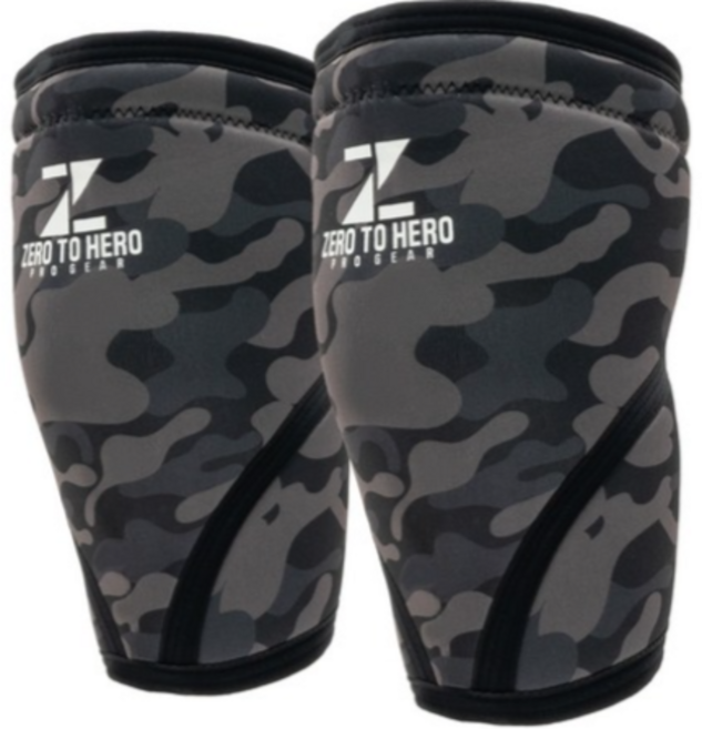 제로투히어로 네오프렌 무릎보호대 7mm 세트, 1세트, 블랙 카모