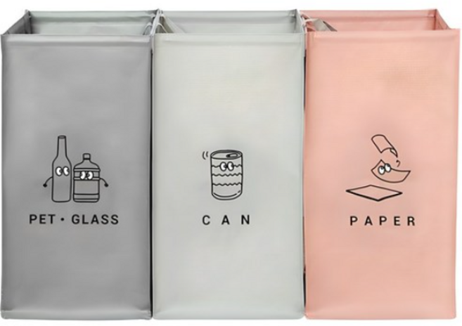 모노블 더길어진 반전매력 재활용 분리수거함 3p, mixed color