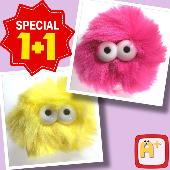 [1+1]알탱고 [귀여운 먼지] 인형 헬멧 부착형 레포츠용 선물용, 핫핑크+옐로우