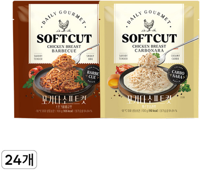 꼬기다 소프트컷 닭가슴살 2종 혼합, 24개, 100g