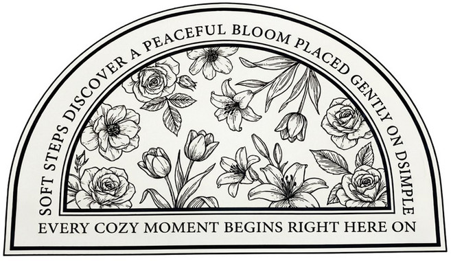 디심플 플라워 욕실 규조토 발매트, 1개, 플라워 반원형