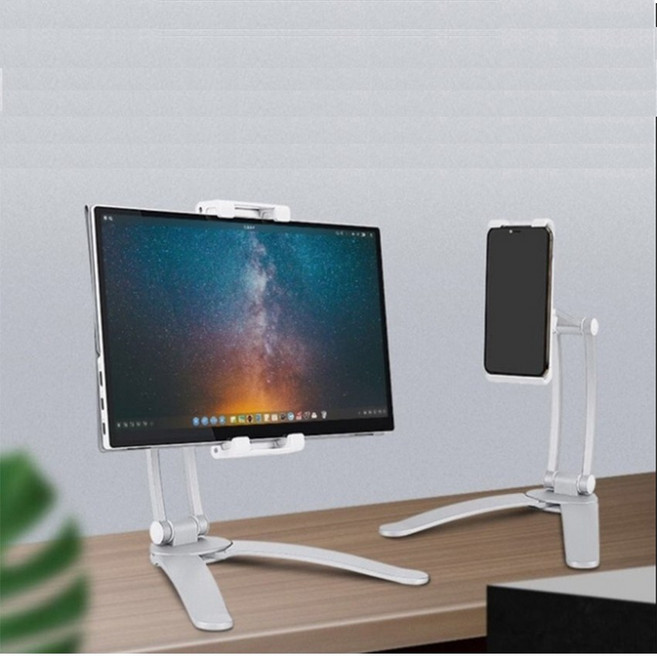 스마트폰 태블릿 패드 거치대 벽 천장 어디든 설치 가능 (최대13인치) 스탠드형 (마스크 스트랩 증정), 제품2:거치대 실버, 1개