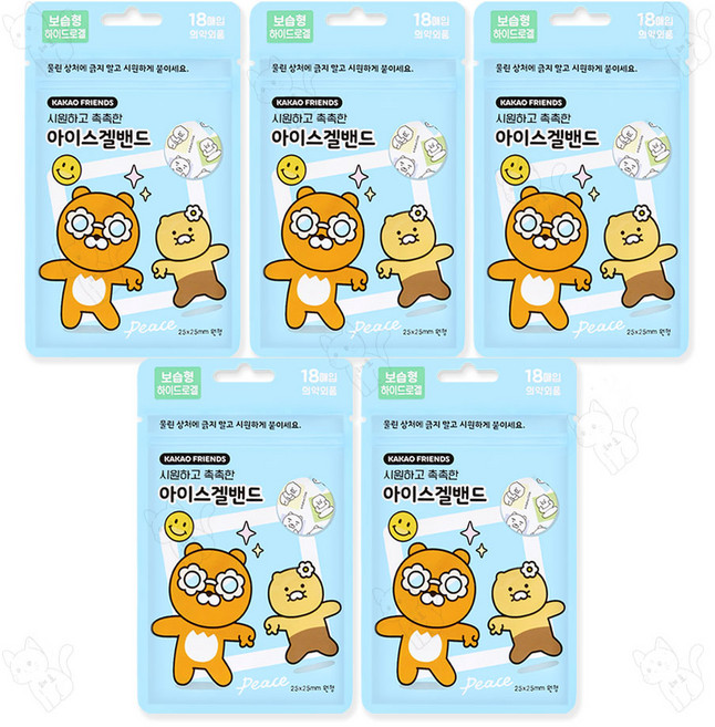 카카오프렌즈 아이스겔밴드 18매입, 5개, 라이언