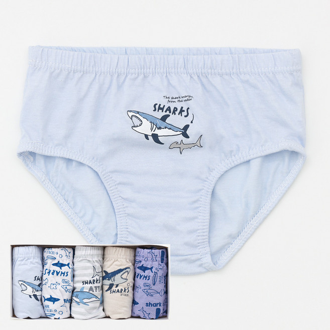 T1343 바다상어 남아동 순면 삼각 5매입 세트