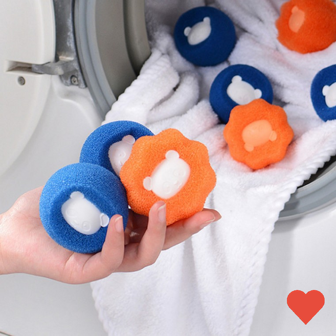 반영구 실리콘 먼지 털 접착 끈끈이 세탁볼 세탁용품, 1개, 오렌지