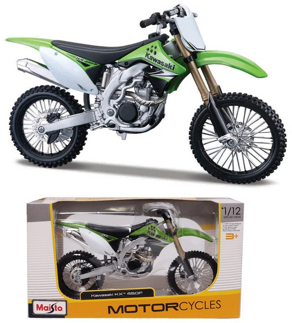 마이스토 1:12 가와사키 KX 450F 그린 모형오토바이 피규어 다이캐스트, 1개