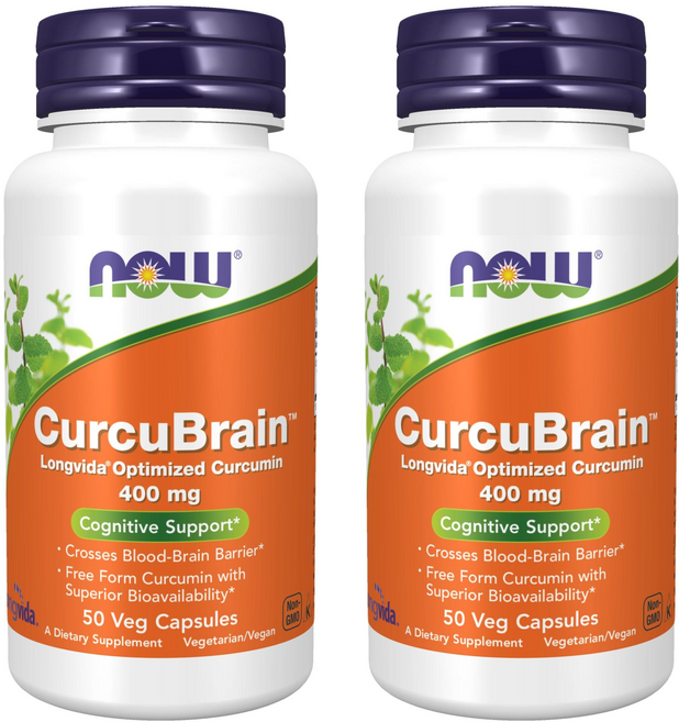 NOW Foods CurcuBrain薑黃素400mg素食膠囊, 50顆, 2罐