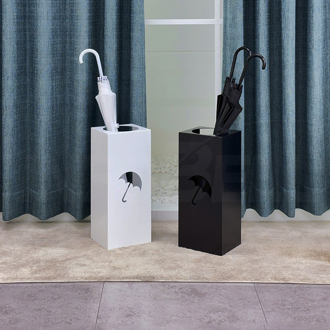 에코프랜 디자인 우산꽂이 디럭스타입 현관 실내 인테리어 모던 철제 우산 꽂이 걸이 거치대 보관함, 화이트, 1개