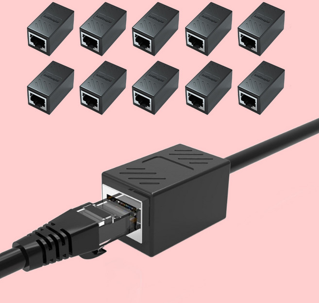 니즈웰 RJ45 젠더 8P8C 랜연장 키스톤잭 커플러, 10개, 블랙
