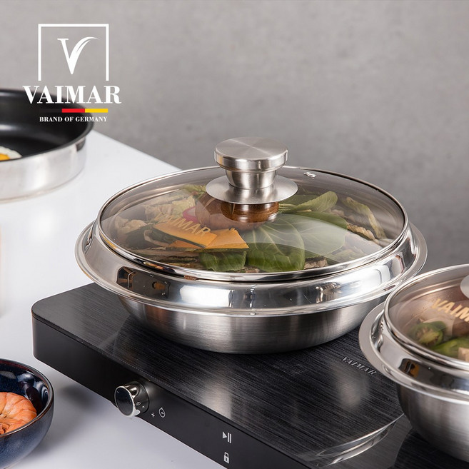 통3중 인덕션 가마솥 22/26cm 낮은냄비 전골가마솥, 22cm