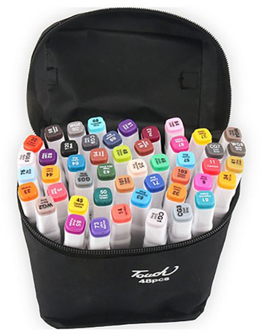 라베코 디자인 드로잉 아트 마카펜 천케이스, 1세트, 48색