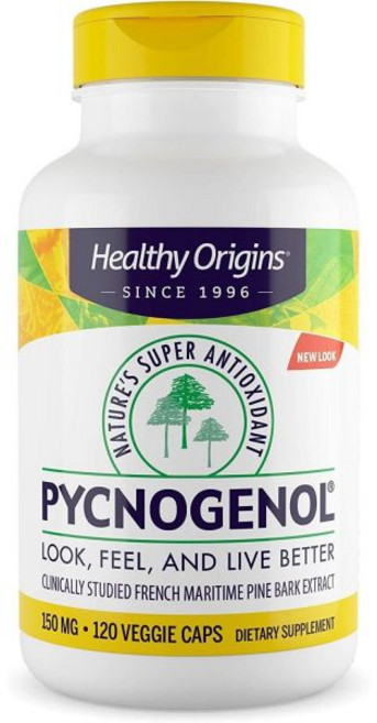 Healthy Origins 피크노제놀 150mgNatures Super Antioxidant Non-GMO 글루텐 프리 심혈관 지원 60개의 채식 캡슐, 60 CAPSULES, 1개