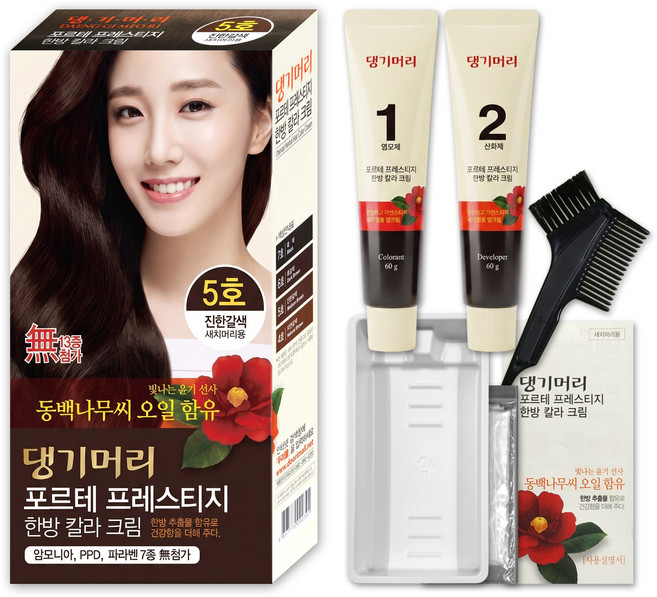 댕기머리 포르테 프레스티지 한방 칼라 크림 염색약, 5호 진한갈색, 1개