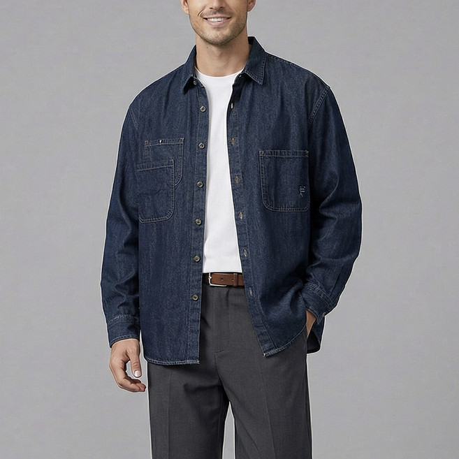 아키무 데님 셔츠남방 비즈니스캐주얼 댄디룩 레이어드 셔츠자켓