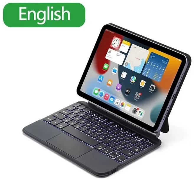 GOOJODOQ iPad Mini 6용 매직 키보드 케이스 6세대 플로팅 캔틸레버 스탠드 멀티 터치 트랙패드