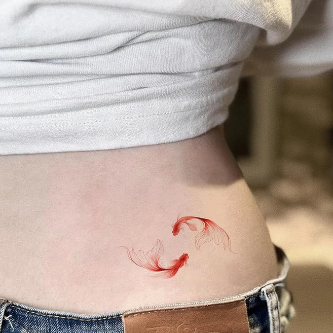 INKARTLINK 15일 지속 타투 스티커 금붕어 3매 세트 귀여워. 세련된 일시적인 바디 스티커 일시적인 타투 스티커 파티용 행사에 최적