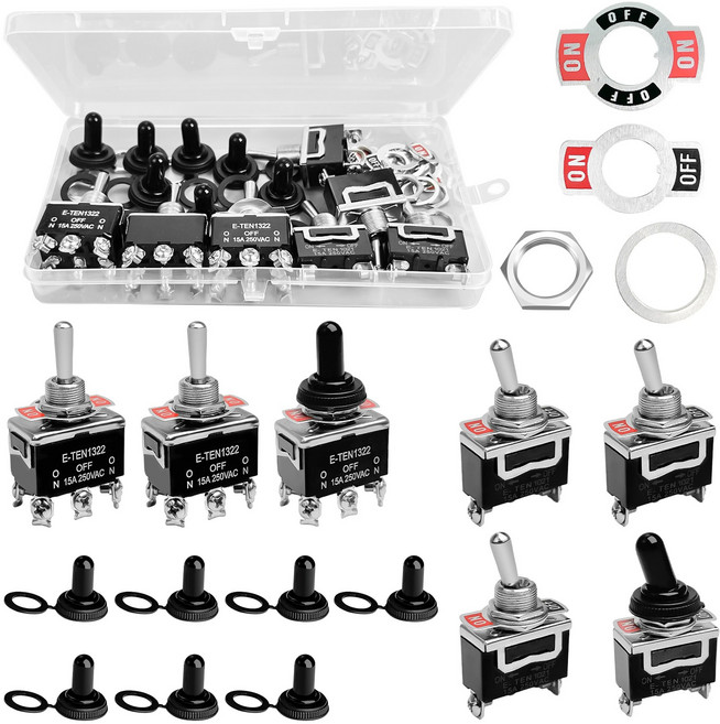 7개 로커 토글 스위치 미니어처 토글 스위치 15A/250VAC 2 핀 3 핀 ON/OFF 토글 스위치 서브 미니어처 자동차 용 로커 스위치 아두이노 트럭 보트