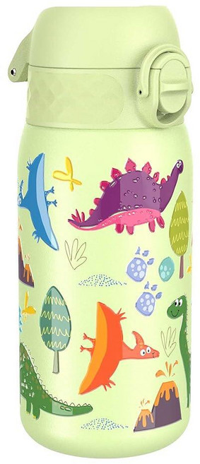 ION8 아동용 물병 스틸 400ml/13온스 누출 방지 쉬운 개봉 안전한 잠금 식기 세척기 사용 가능 플립 커버 운반 손잡이 세척 내구성 긁힘 돌출된 프린트, Ion8 아동용 물병, 스틸 400ml/13온스, 누출, 1개