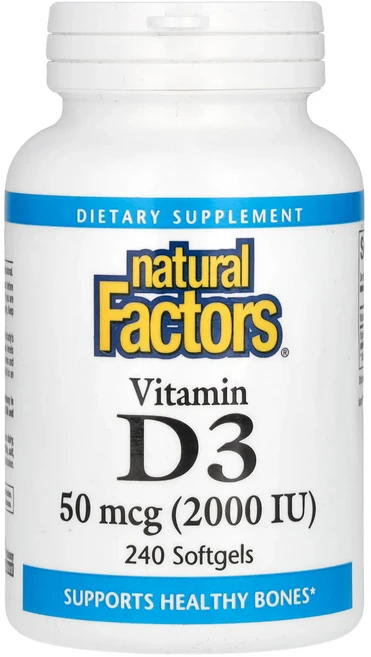 Natural Factors 비타민D3 50mcg(2000IU) 소프트젤 240정, NaturalFactors비타민D350mcg2000IU, 1개 - 쿠팡