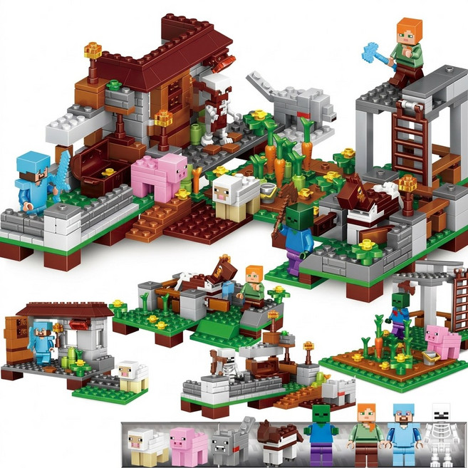 마크 기사 용사 크래프트 스티브 마을 조립 블럭 4종 세트 DIY 장난감 SC33, 1박스