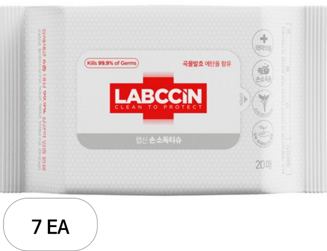 랩신 손소독 티슈, 20매입, 7개