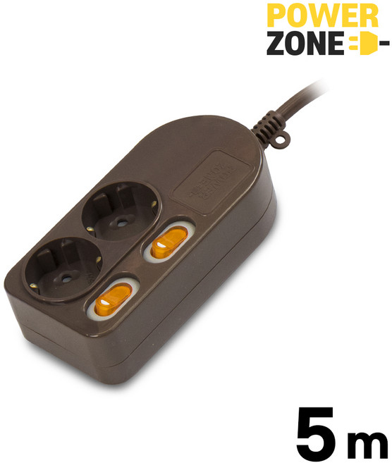 ES250BR 개별스위치 2구 5M 브라운 16A 파워존 굵은선8.1mm 화재안심, ES250B_블랙, 1개