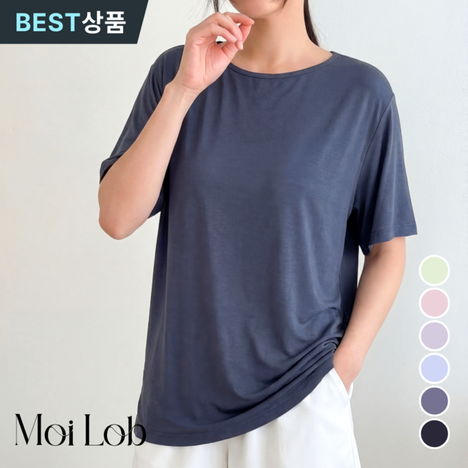 모이로브 노브라티 캡내장 반팔 홈웨어 브라탑 티셔츠